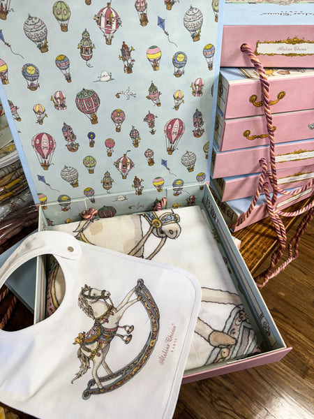 Carré + Satin Bib Gift Set – Rocking Horse with Gift Box Set