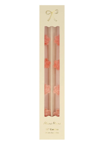 Pink Flower Taper Candles (x 2)