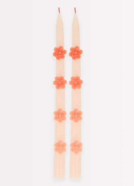 Pink Flower Taper Candles (x 2)