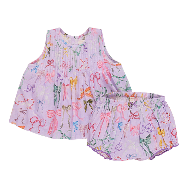 Baby Girls Lavender Watercolor Bows 2 Piece Set