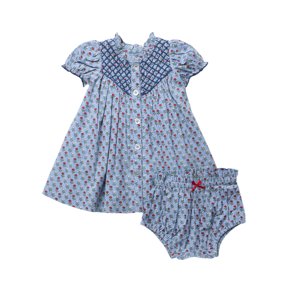 Baby Girls Lucia Dress Set - Light Blue Carnation