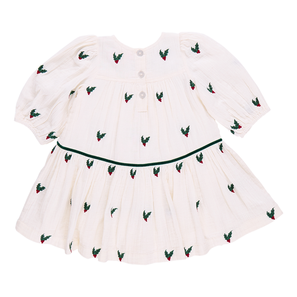 Girl's Fiona Dress Holly Embroidery