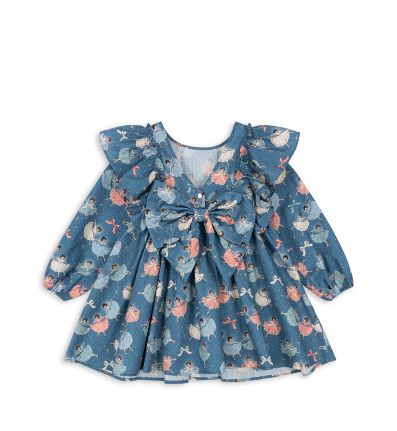 ワンピース Konges Sloejd EVIA LS BOW DRESS 7-8y evia ls bow dress gots - snow bow ballerina – no small
