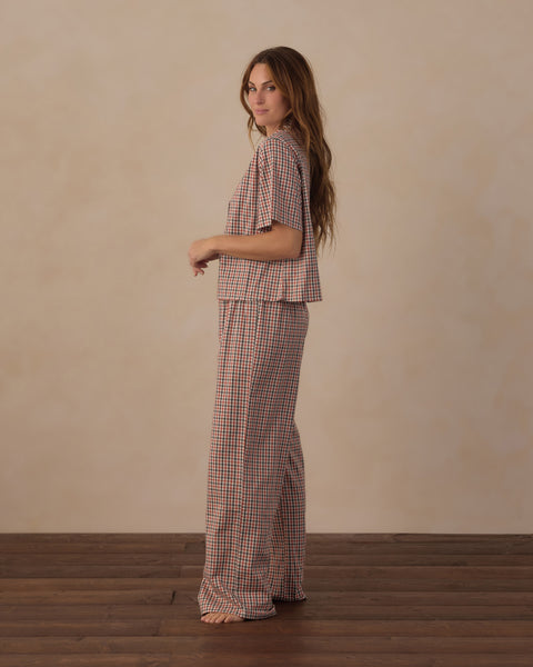 Women's Woven Pajama Set Holiday Gingham