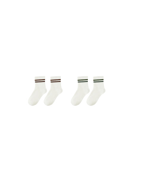 Stripe Socks, 2-Pack | Brown + Green Stripe