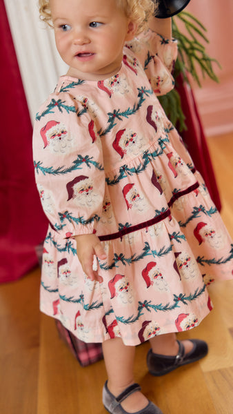 Baby Girls Maribelle Dress Set- Santa Garland