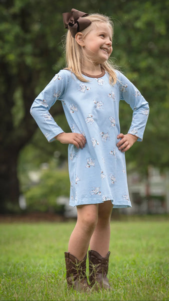 Mary Chase Bluebell Pups Long Sleeve Dress