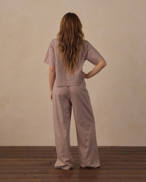Women's Woven Pajama Set Holiday Gingham