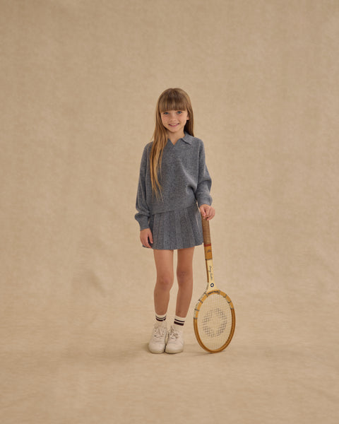 Knit Pleated Skirt || Heathered Grey