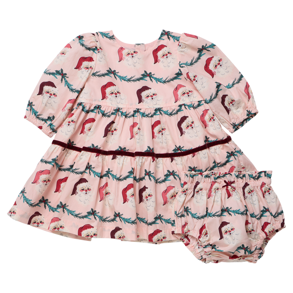 Baby Girls Maribelle Dress Set- Santa Garland