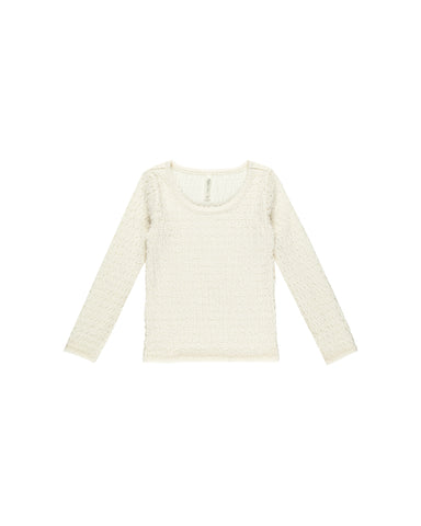 Textured Long Sleeve Top || Ivory