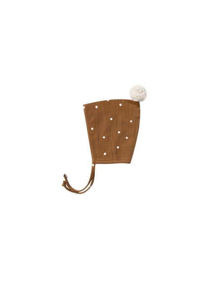 Woven Jumpsuit Walnut Bonnet and Bib Set