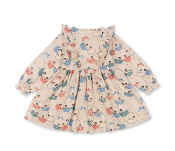 PRE-ORDER: basic frill dress gots - beige bow ballerina