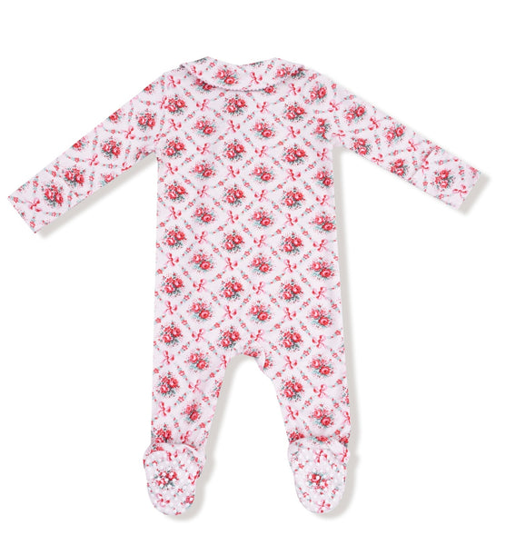 Rose Bow Lattice - Peter Pan 2 Way Zipper Footie