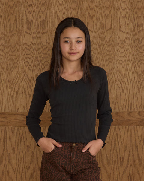 Teen Ribbed Long Sleeve | Black