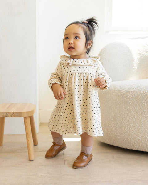 velour baby dress || polka dot