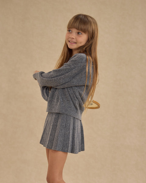 Knit Pleated Skirt || Heathered Grey