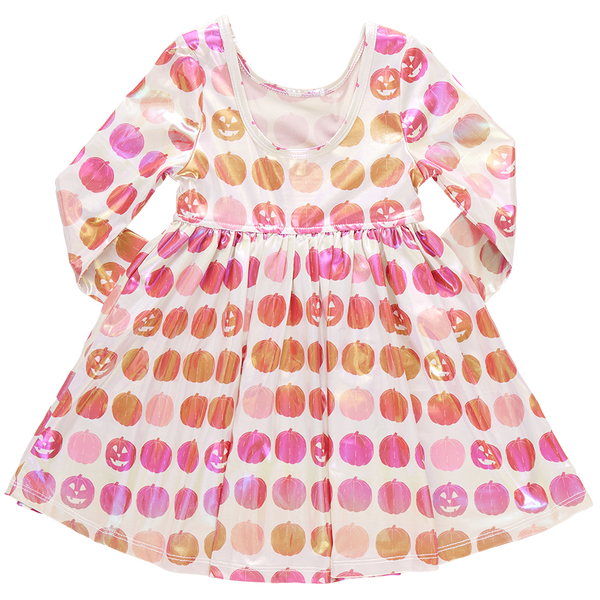 Girls Lame Steph Dress - Pumpkins