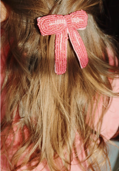 pearl bow hair clip - bubblegum