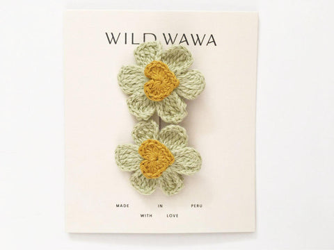 Crochet Flower Clip Set Pistachio Wildflower