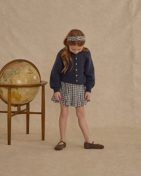 Pleated Mini Skirt || Navy Check