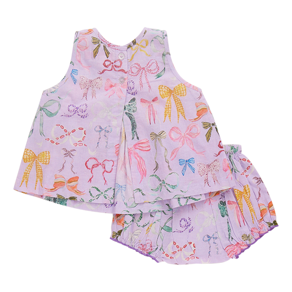 Baby Girls Lavender Watercolor Bows 2 Piece Set