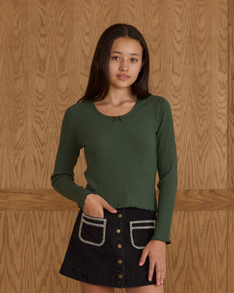 Teen Ribbed Long Sleeve | Green