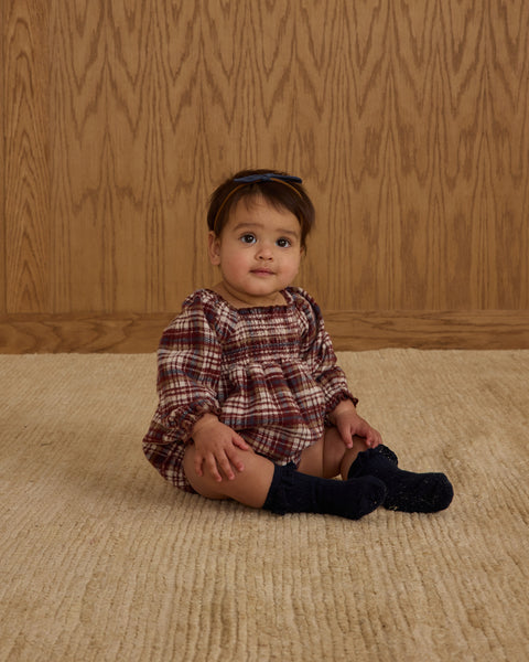 Adelaide Romper || Burgundy Plaid