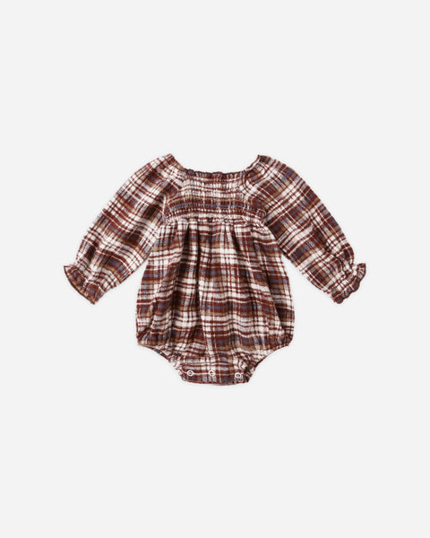 Adelaide Romper || Burgundy Plaid