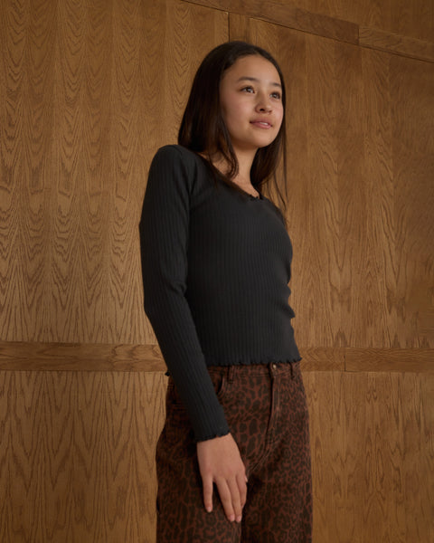 Teen Ribbed Long Sleeve | Black