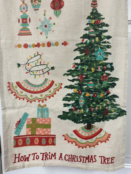 Cotton Slub Printed Tea Towel w/ Holiday Saying "How To…", 4 Styles