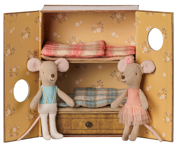 Ballet mice in dance studio, Little sister and brother