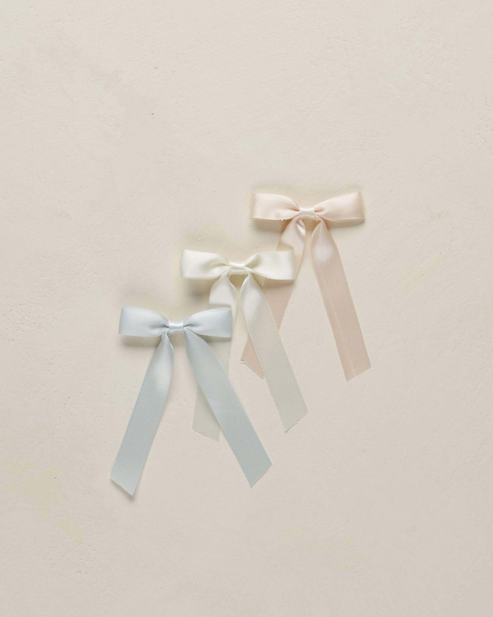 Satin Ribbon Bow || Blush, Ivory, Powder Blue