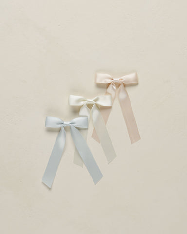 Satin Ribbon Bow || Blush, Ivory, Powder Blue