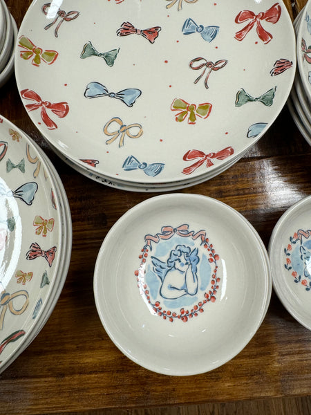 Stoneware Dish w/ Cherub, White, 4 Styles