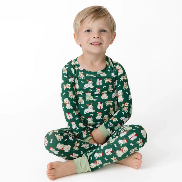 Christmas Dogs Uni - Bamboo Long Sleeve Loungewear Set