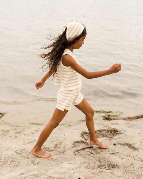 knit vest and short set || sand stripe