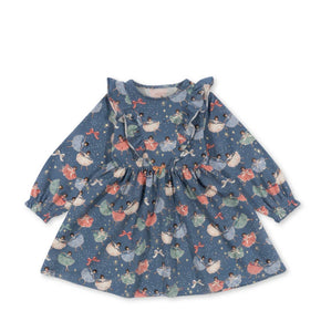 PRE-ORDER: basic frill dress gots - blue snow bow ballerina