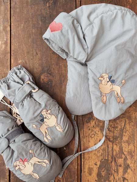 bomber jacket and juno hat/mitten set poodle