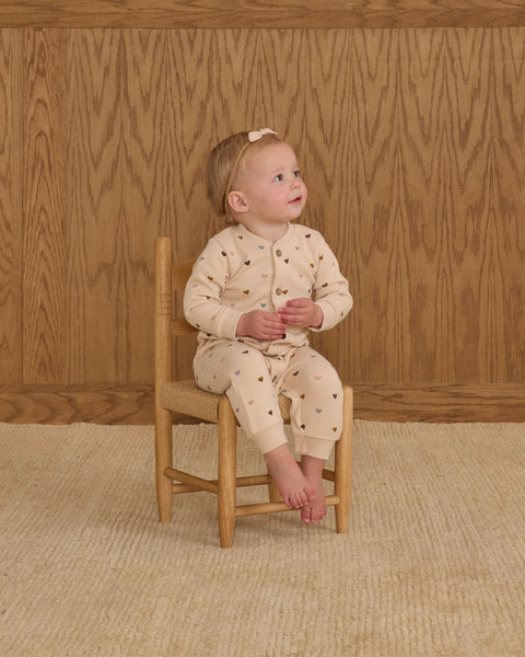 Button Down Jumpsuit || Hearts