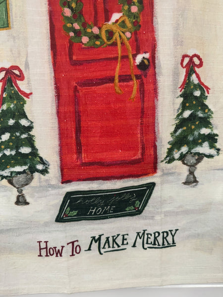 Cotton Slub Printed Tea Towel w/ Holiday Saying "How To…", 4 Styles