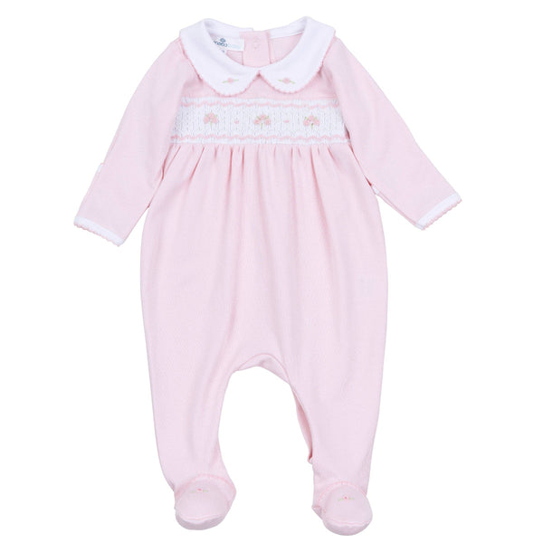 Lillian Smocked Footie - Pink
