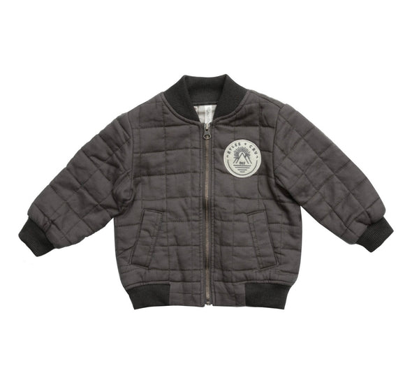 Quilted Bomber Jacket || Charcoal