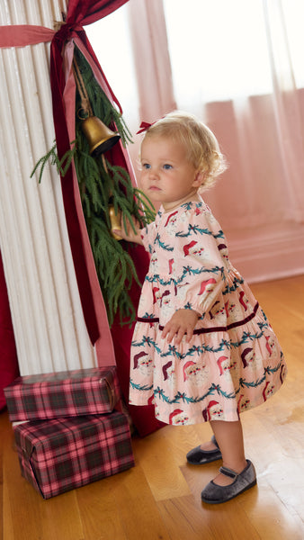 Baby Girls Maribelle Dress Set- Santa Garland