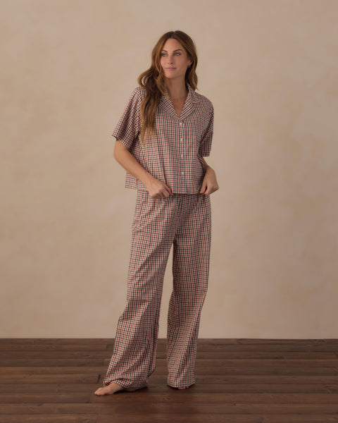 Women's Woven Pajama Set Holiday Gingham