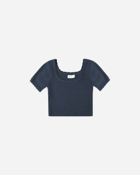 Teen Scallop Tee | Navy