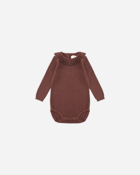 Ruffle Collar Bodysuit || Burgundy