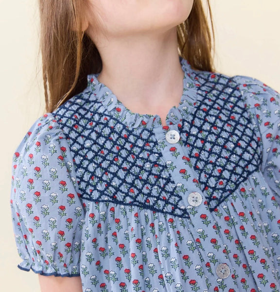Girls Lucia Dress - Light Blue Carnation