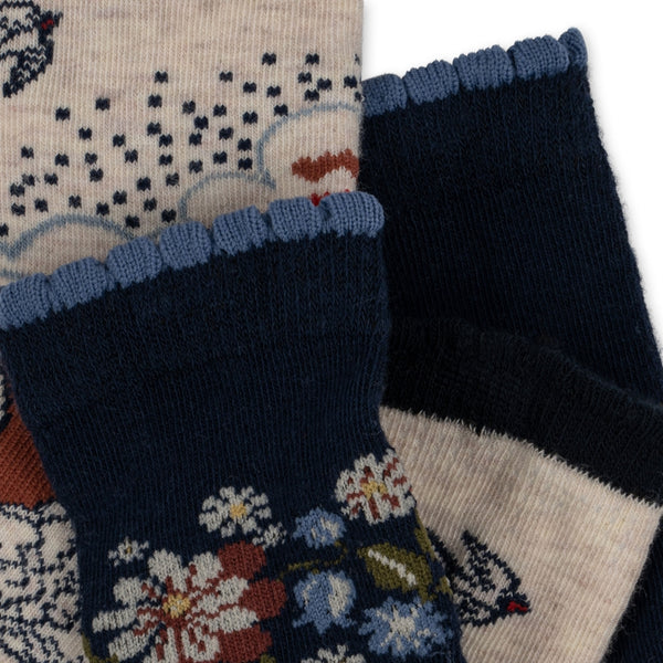 2 pack jacquard flower socks