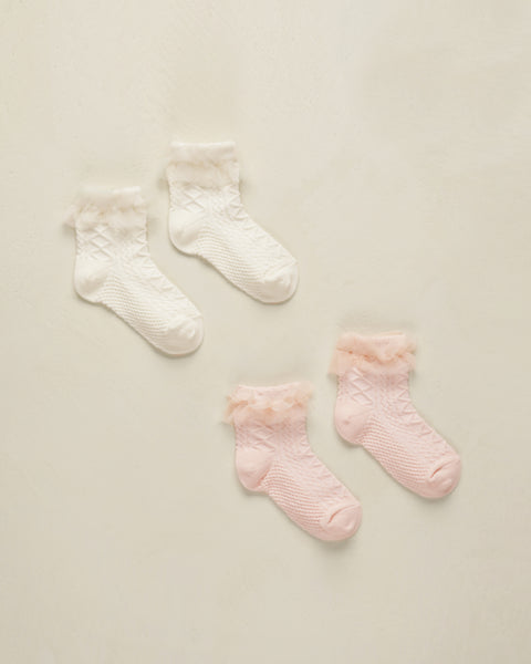 Ruffle Socks || Ivory, Blush